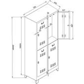Jessan Ofis 4 lü Standart Soyunma Dolabı Gri-Siyah thumbnail 4