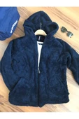 BLUES MODA Yumuşacık Kapşonlu Fermuarlı Peluş Hırka - 3