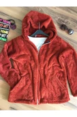 BLUES MODA Yumuşacık Kapşonlu Fermuarlı Peluş Hırka - 1