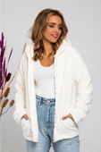 BLUES MODA Yumuşacık Kapşonlu Fermuarlı Peluş Hırka - 4