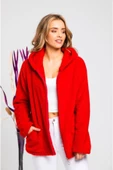 BLUES MODA Yumuşacık Kapşonlu Fermuarlı Peluş Hırka - 5
