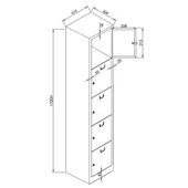 Jessan Ofis 5 Gözlü Öğretmen Öğrenci Dolabı Gri-Siyah thumbnail 3