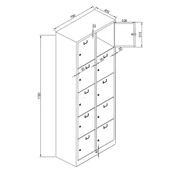 Jessan Ofis 10 Gözlü Öğretmen Öğrenci Dolabı Gri-Siyah thumbnail 3