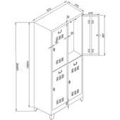Jessan Ofis 4 lü Eko Soyunma Dolabı Gri-Sarı - 3