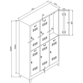 Jessan Ofis 6 Lı Eko Soyunma Dolabı Gri-Kırmızı thumbnail 3
