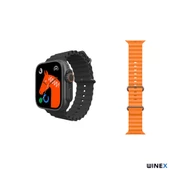 Winex GS8 Ultra Android İos HarmonyOs Uyumlu 3 Kordonlu Akıllı Saat Siyah thumbnail 3