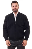 BLUESMODA ASTARLI CEPLİ FARMUARLI ÇELİK ÖRME CEKET HIRKA SİYAH - 1