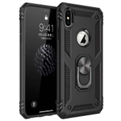 Apple iPhone X Yüzüklü Tank Kılıf Siyah - 1