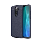 Xiaomi Redmi Note 8 Pro Deri Görünümlü Silikon Lacivert - 1