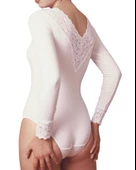 LADON VİSKON PENYE UZUN KOL DANTEL AGRAFLI BODY 204 - 1