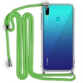 Huawei P Smart 2019 Boyun Askılı Şeffaf Tank Kılıf Yeşil thumbnail 1