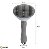 BUFFER® Kedi Köpek Tüy Toplayıcı Kendini Temizleyebilen Ergonomik Rahat Evcil Hayvan Tarağı Gri - 7