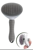 BUFFER® Kedi Köpek Tüy Toplayıcı Kendini Temizleyebilen Ergonomik Rahat Evcil Hayvan Tarağı Gri - 9