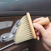 BUFFER® Araba İçin Ahşap Saplı Yumuşak Kıl Fırça Detaylı Toz Alma Temizleme Fırçası thumbnail 2