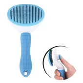 BUFFER® Kedi Köpek Tüy Toplayıcı Kendini Temizleyebilen Ergonomik Saplı Evcil Hayvan Tarağı Mavi - 1