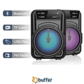 BUFFER® Mini Işıklı Hoparlör Bluetooth Wireless Hoparlör Yüksek Ses Hoparlö - 3