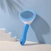BUFFER® Kedi Köpek Tüy Toplayıcı Kendini Temizleyebilen Ergonomik Saplı Evcil Hayvan Tarağı Mavi - 6