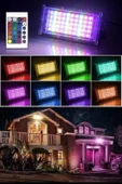 BUFFER® Kumandalı Led Işık Dış Cephe Aydınlatması Çok Renkli RGB Led Panel Işık PartiLed Aydınlatma - 9