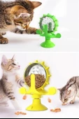 Buffer® Vantuzlu Zilli İnteraktif Dönebilen Mama Kaplı Renkli Eğlenceli Eğitici Kedi Oyuncağı - 9