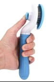 BUFFER® Kedi Köpek Tüy Toplayıcı Kendini Temizleyebilen Ergonomik Saplı Evcil Hayvan Tarağı Mavi - 9