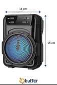 BUFFER® Mini Işıklı Hoparlör Bluetooth Wireless Hoparlör Yüksek Ses Hoparlö - 8
