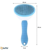 BUFFER® Kedi Köpek Tüy Toplayıcı Kendini Temizleyebilen Ergonomik Saplı Evcil Hayvan Tarağı Mavi - 4