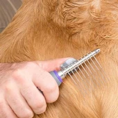 BUFFER® Düğüm Açıcı Pet Fırçası Emniyetli Uzun ve Çelik Dişli Kedi Köpek Tüy Kıtık Açma Tarağı - 3