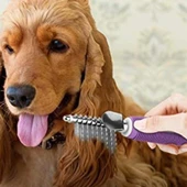 BUFFER® Düğüm Açıcı Pet Fırçası Emniyetli Uzun ve Çelik Dişli Kedi Köpek Tüy Kıtık Açma Tarağı - 2