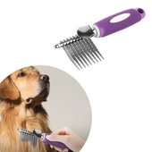 BUFFER® Düğüm Açıcı Pet Fırçası Emniyetli Uzun ve Çelik Dişli Kedi Köpek Tüy Kıtık Açma Tarağı - 1