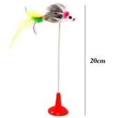 BUFFER® 2li Vantuzlu Fareli Tüylü Hareketli Çanlı ve Esneyen Eğlenceli Peluş Kedi Oyuncağı - 5