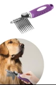 BUFFER® Düğüm Açıcı Pet Fırçası Emniyetli Uzun ve Çelik Dişli Kedi Köpek Tüy Kıtık Açma Tarağı - 6
