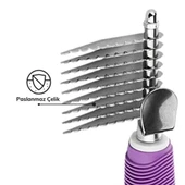 BUFFER® Düğüm Açıcı Pet Fırçası Emniyetli Uzun ve Çelik Dişli Kedi Köpek Tüy Kıtık Açma Tarağı - 4