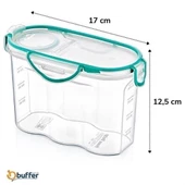 BUFFER® Kilitli Kapaklı Contalı Hava,Su Sıvı Geçirmez 1,2 Litre Erzak Saklama Kabı-SA580 - 4