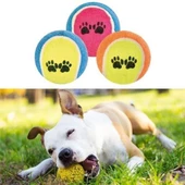 BUFFER®  3lü Renkli Desenli Tenis Topu Kedi Köpek Oyuncağı - 2