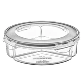 BUFFER® 3 Bölmeli Sızdırmaz Contalı Kilitli Kapaklı 1,35 Litre yuvarlak Erzak Saklama Kabı LC-500 - 1