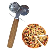 BUFFER® Ahşap Saplı 2li Hamur Kesme Ruleti Düz ve Dalgalı Pizza Börek Kesici Aparatı - 1
