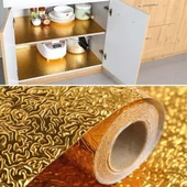 BUFFER® 10 Metre Kendinden Yapışkanlı Silinebilir Mutfak Tezgah Üstü Sticker Folyo Gold Renk - 6