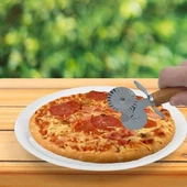BUFFER® Ahşap Saplı 2li Hamur Kesme Ruleti Düz ve Dalgalı Pizza Börek Kesici Aparatı - 2