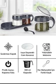 BUFFER®  Gri  3lü Standlı Kapaklı Kaşıklı Cam Hava Sızdırmaz Baharatlık Takımı KC-386 - 7