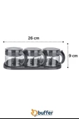 BUFFER®  Gri  3lü Standlı Kapaklı Kaşıklı Cam Hava Sızdırmaz Baharatlık Takımı KC-386 - 8