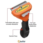 BUFFER® Uzun Tüylü Köpekler İçin Kolay Tarama Fırçası Temizlenebilir Çelik Tarak Tüy Toplayıcı Mediu - 3