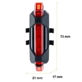 BUFFER® Usb Şarj Edilebilir Parlak Bisiklet Led Lamba Su Geçirmez Güvenlik Uyarı Arka Lamba Işığı - 5