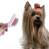 BUFFER® Paslanmaz Evcil Hayvan Kedi Köpek Tüy Tarama Toplama Fırçası Kolay Temizlenir Bakım Aleti - 2