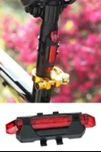 BUFFER® Usb Şarj Edilebilir Parlak Bisiklet Led Lamba Su Geçirmez Güvenlik Uyarı Arka Lamba Işığı - 10
