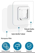 BUFFER® Eşya Sabitleme Askısı 10 Çift Şeffaf Çift Taraflı Yapışkanlı Geçmeli Klips - 9