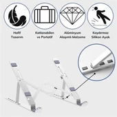 BUFFER® Ayarlanabilir Dizüstü Destek Tabanı Tamamen Katlanabilir Taşınabilir Laptop Yükseltici - 6