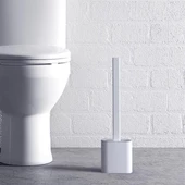 BUFFER® Duvara Monte Edilebilir Kapaklı Askılı Klozet Yumuşak Silikon Başlıklı Tuvalet Fırçası Seti thumbnail 3