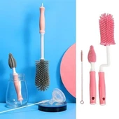 BUFFER® Silikon Uçlu Ekstra Yumuşak Kıllı Sağlam Kavanoz Bardak  Şişe Ve Biberon Temizleme Fırçası - 1