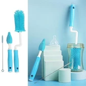 BUFFER® Silikon Uçlu Ekstra Yumuşak Kıllı Sağlam Kavanoz Bardak  Şişe Ve Biberon Temizleme Fırçası - 3