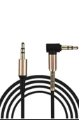 BUFFER® 35 Mm Metal Başlıklı Erkek/Erkek  L Uçlu Jack Girişli Aux  Stereo Ses Aktarma Kablosu - 7